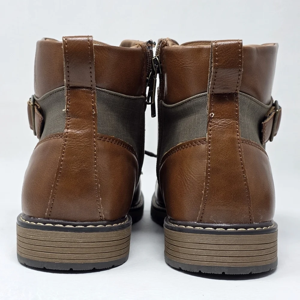 Madden Men's Combat Lace Up Boots Size Zipper Brown Size 9.5 New